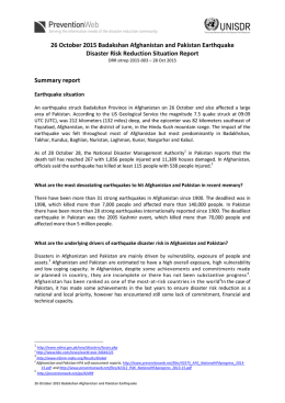 26 October 2015 Badakshan Afghanistan and Pakistan