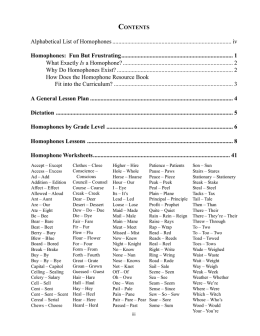 Alphabetical List of Homophones ........................................................