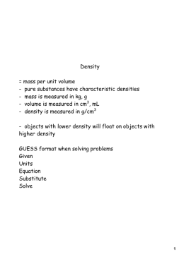 Density = mass per unit volume