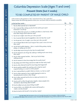 Columbia Depression Scale (Ages 11 and over)