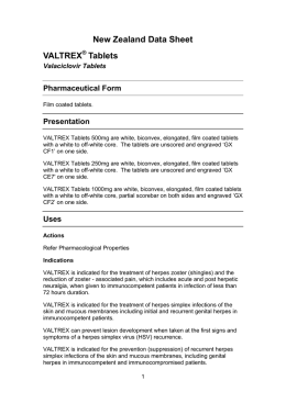 New Zealand Data Sheet VALTREX Tablets