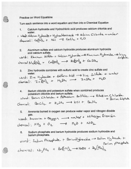 Writing Word and Chemical Equations ANS