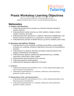 Praxis Workshop Learning Objectives