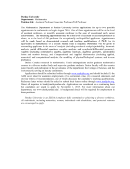 Purdue University Department: Mathematics Position title: Assistant
