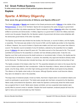 Sparta: A Military Oligarchy
