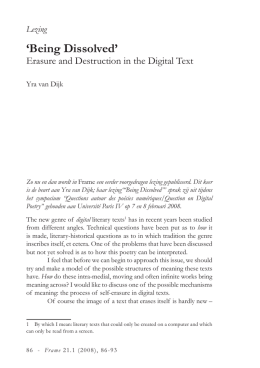 Being Dissolved - Frame – Journal of Literary Studies
