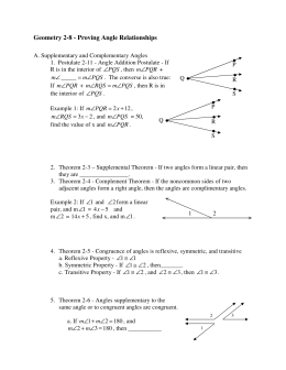 Geometry 2-8 - Proving Angle Relationships