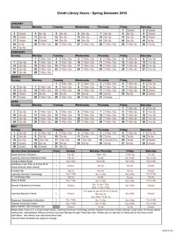 Oviatt Library - 2016 Spring Library Hours