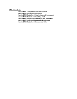 AMLE Standards: Standard 1.0 Young Adolescent Development