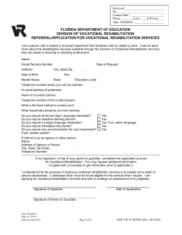 Customer Application - Florida Division of Vocational Rehabilitation