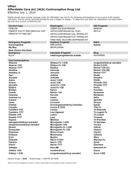 UPlan Affordable Care Act (ACA) Contraceptive Drug List Effective