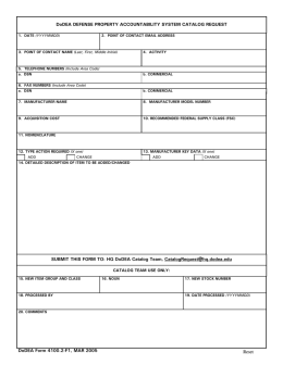 DoDEA Defense Property Accountability System Catalog Request