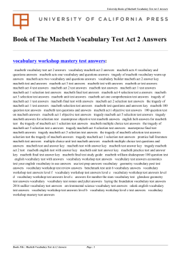 Macbeth Vocabulary Test Act 2 Answers