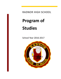 Program of Studies - Radnor Township School District