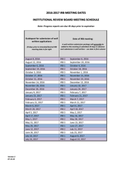 2016-2017 IRB MEETING DATES INSTITUTIONAL REVIEW BOARD