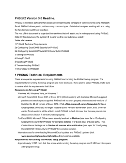 PHStat2 Version 3.0 Readme. 1 PHStat2 Technical Requirements