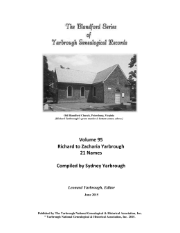 Volume 95 Richard to Zacharia Yarbrough 21 Names Compiled by
