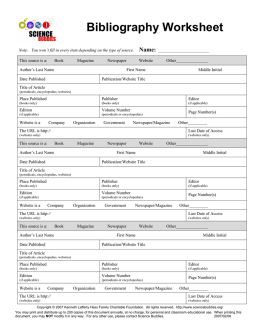 Project Bibliography Worksheet