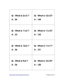 Q : What is 2x12 - Dr Mike`s Math Games for Kids