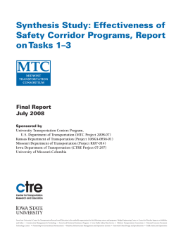 Effectiveness of Safety Corridor Programs, Report on Tasks 1-3