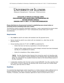 Procedures and Deadlines for Renewing or Establishing Annual