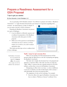 Prepare a Readiness Assessment for a GSA Proposal