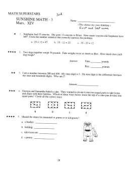 MATH SUPERSTARS SUNSHINE MATH