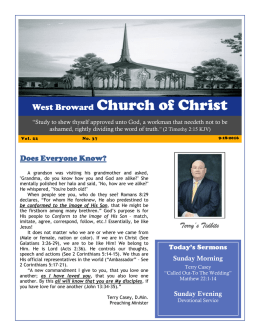 September 18, 2016 - West Broward church of Christ