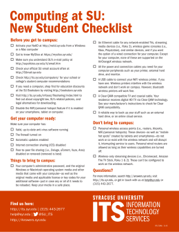 Computing at SU: New Student Checklist