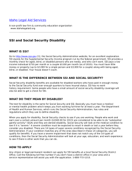 SSI and Social Security Disability