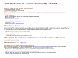 Instructions for Online NYS Initial Teaching Certification