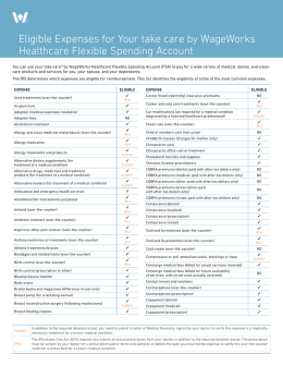 Eligible Expenses for Your take care by WageWorks Healthcare