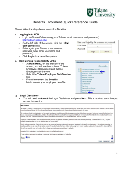 Tulane - New Hire Benefits Enrollment Quick Reference Guide