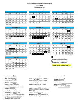 2015-2016 School Calendar - West Baton Rouge Parish Schools