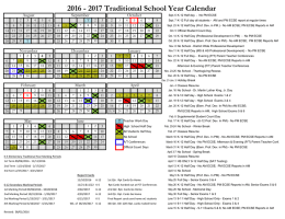 2016 - 2017 Traditional School Year Calendar