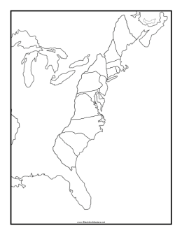 Blank Map of 13 colonies