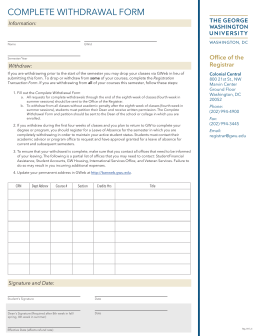 complete withdrawal form - Office of the Registrar
