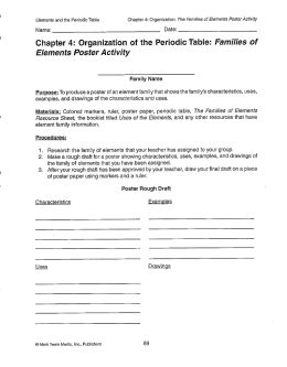 Organization of the Periodic Table: Families of Elements Poster Activity