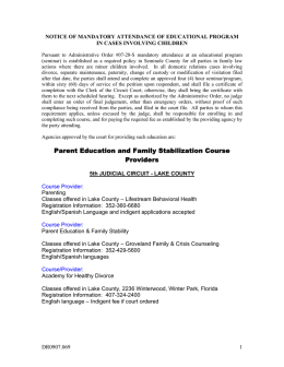 Parent Education and Family Stabilization Course Providers