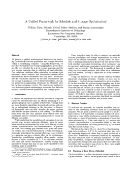 A Unified ramework for Schedule and Storage Dptimization* William