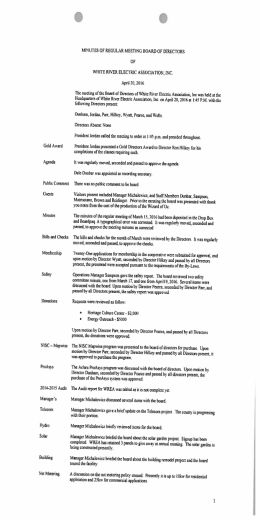 Board Minutes 4-20-16 - White River Electric Association