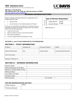 Sponsor Fee Form - Office of Research