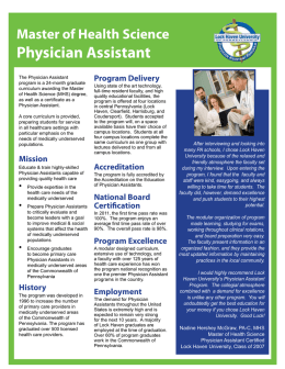 Physician Assistant - Lock Haven University