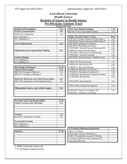 Pre-Physician Assistant Checksheet