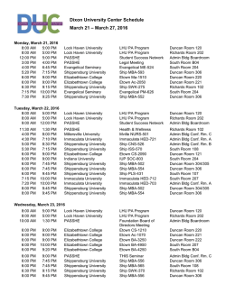 Dixon University Center Schedule March 21 – March 27, 2016