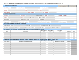 Service Authorization Request (SAR) – Fresno County California