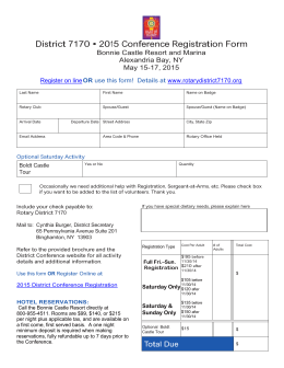 District 7170 • 2015 Conference Registration Form