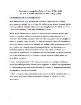 Prepared Comments from Rubicon Project (NYSE: RUBI) Q1 2016