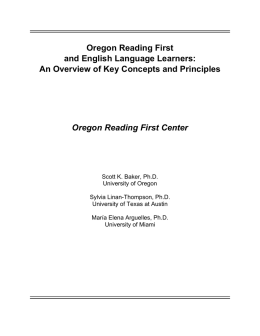 Oregon Reading First and English Language Learners: An Overview