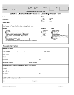 Schaffer Library of Health Sciences User Registration Form